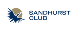 A logo of The Sandhurst Club in the golf and leisure sector.
